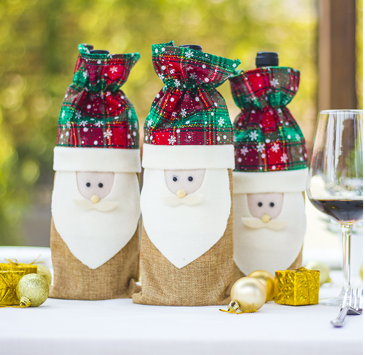 Christmas Wine Bottle Bag - Festive Holiday Decor for Gifts & Table Settings
