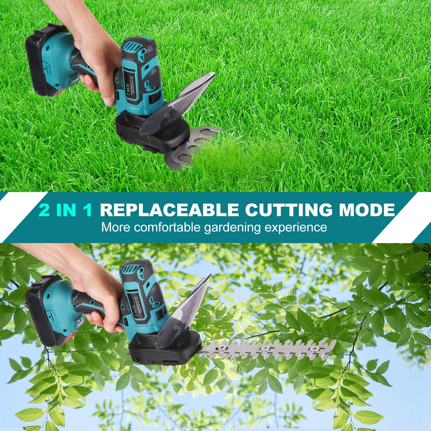 Cordless 20V Grass & Hedge Trimmer Combo - 2-in-1 Lawn Garden Tool