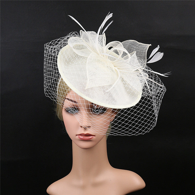 Linen Feather Crown Headdress – Women's Bridal Accessory