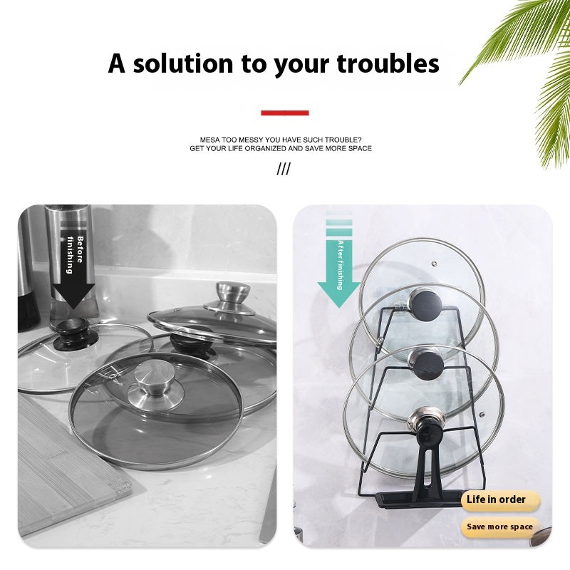 Stainless Steel Pot Lid Rack Wall Mount Organizer Kitchen Storage