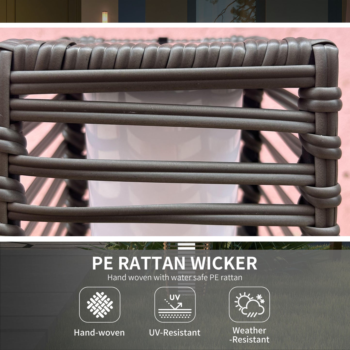 Outdoor Rattan Solar Floor Lamp - Gray Garden Lantern Light