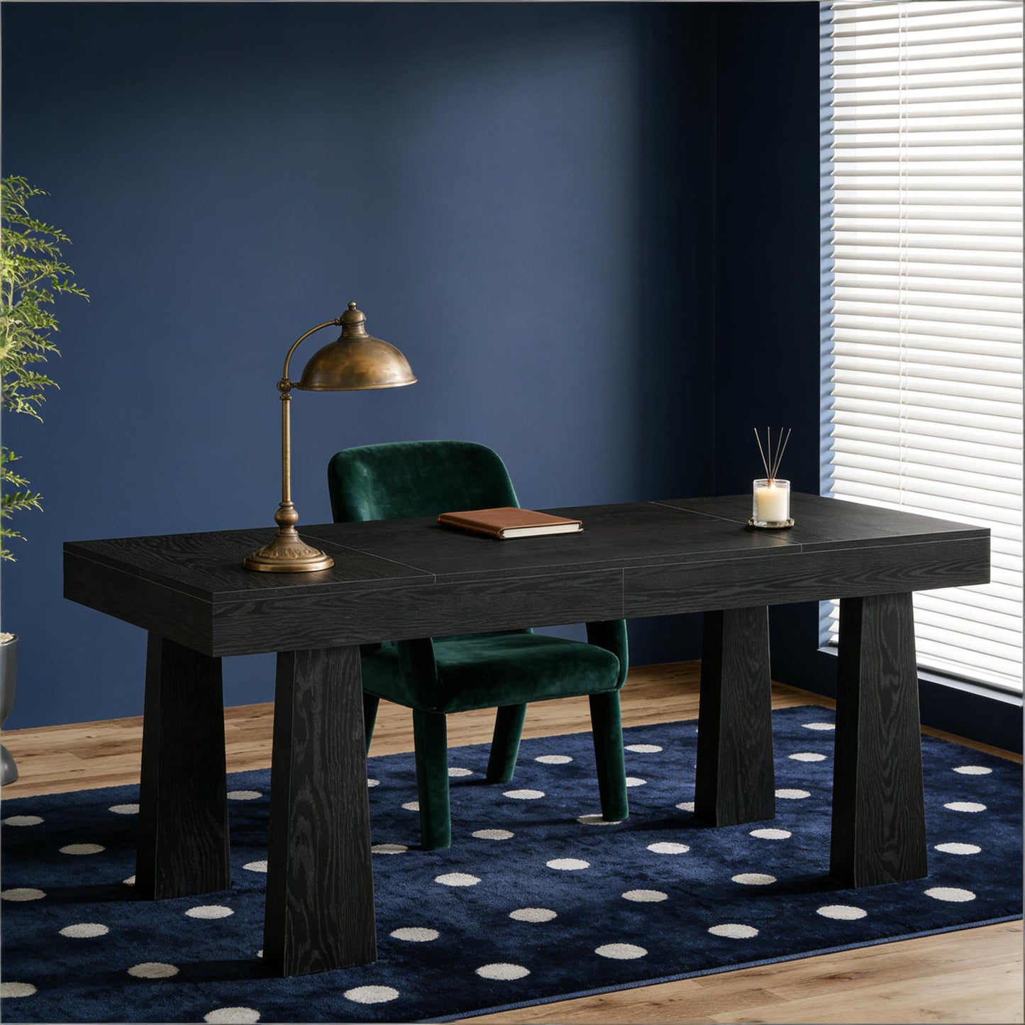 Executive Writing Desk - 63 Inch Black Home Office Furniture