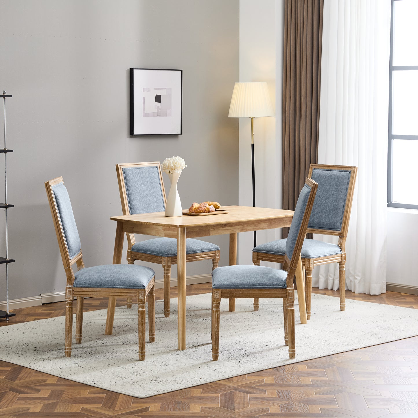 Set Of 4 French Country Dining Chairs - Elegant Cane Backrest &