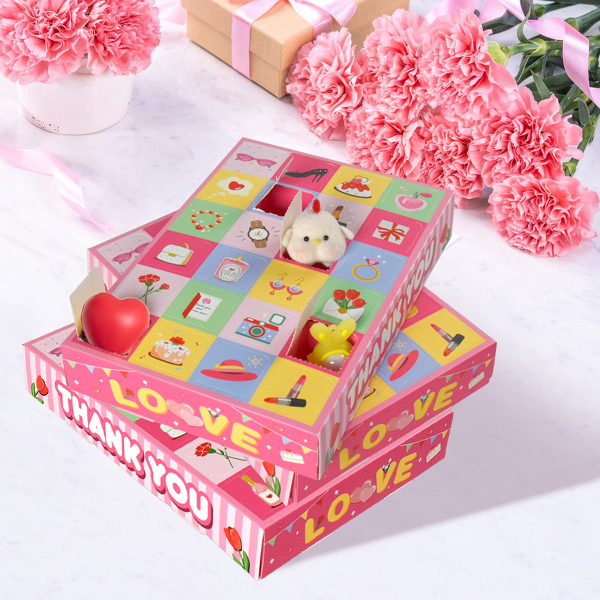 10 Pack Advent Calendar Gift Boxes - Pink, Black & Gold