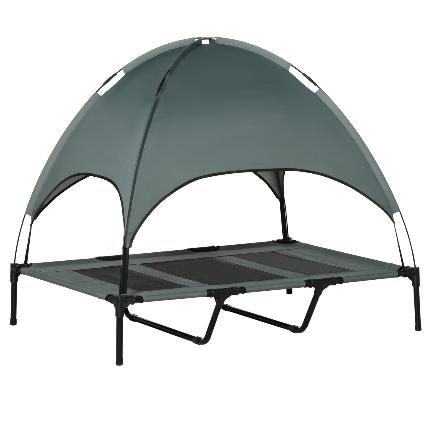 Elevated Dog Bed with Canopy Shade and Cooling UV Protection - 48x36 Inches