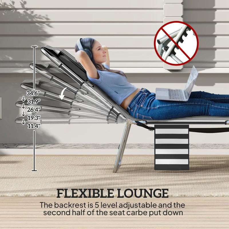 Tanning Chair With Face Hole, 5-Level Adjustable Outdoor Chaise