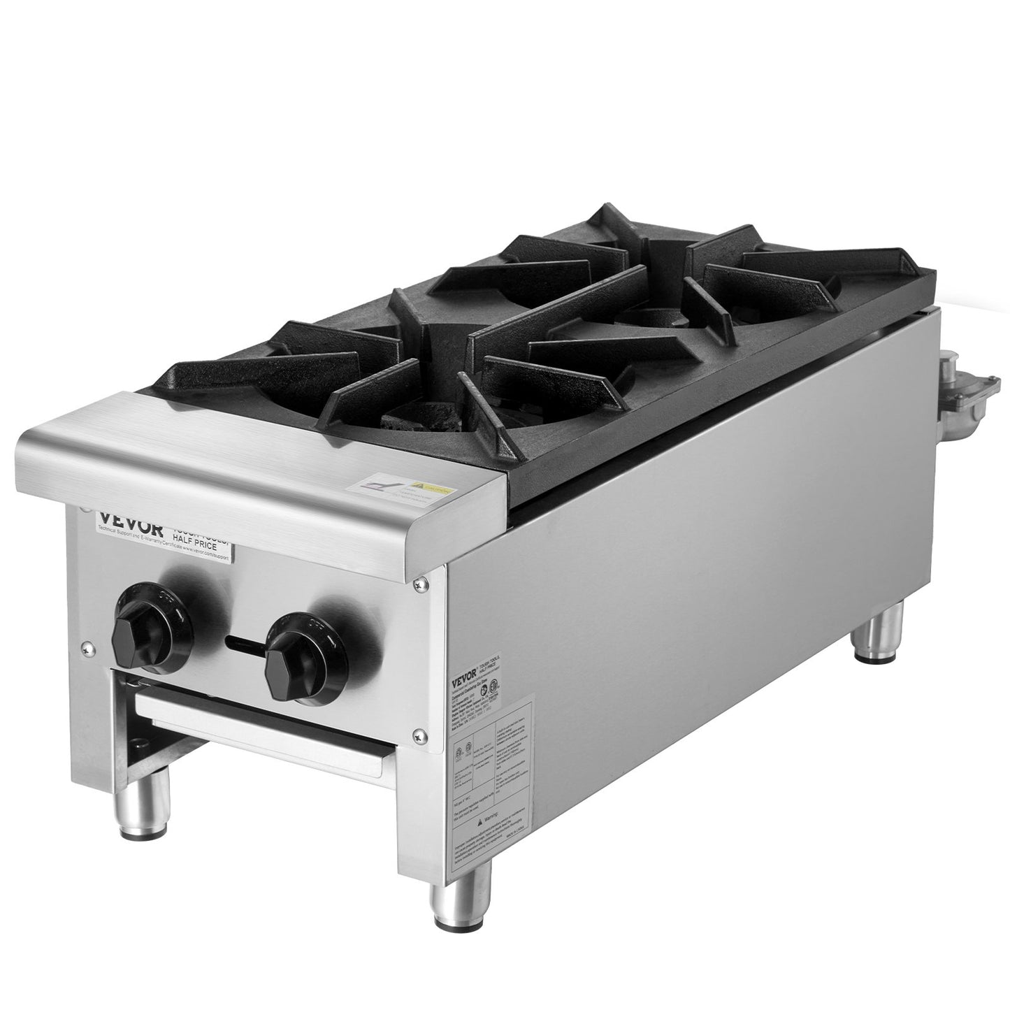 Commercial Gas Range Stove - 2 Burner Countertop Hot Plate