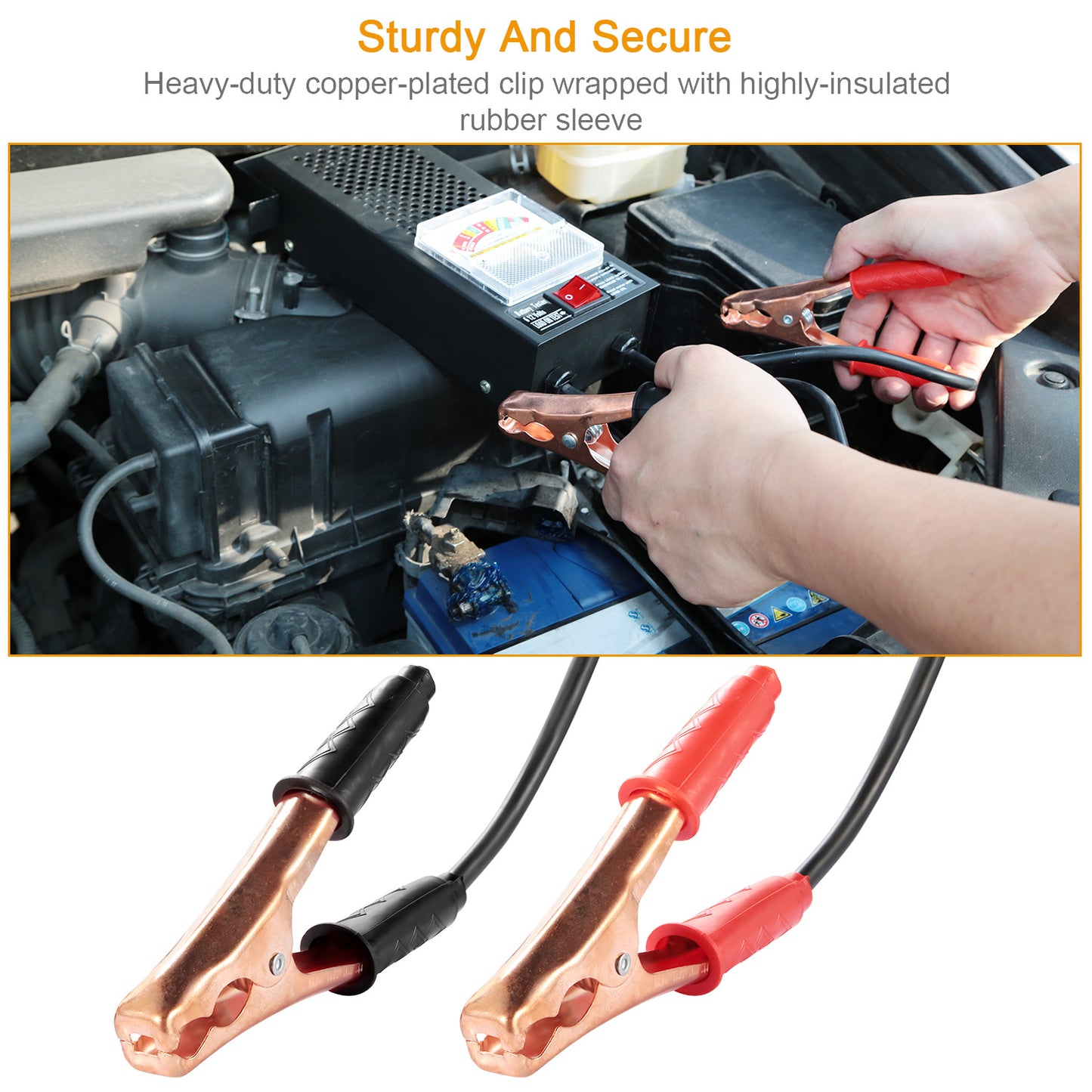 Battery Load Tester 6-12V Automotive Battery Tester with Copper Clips and Handle
