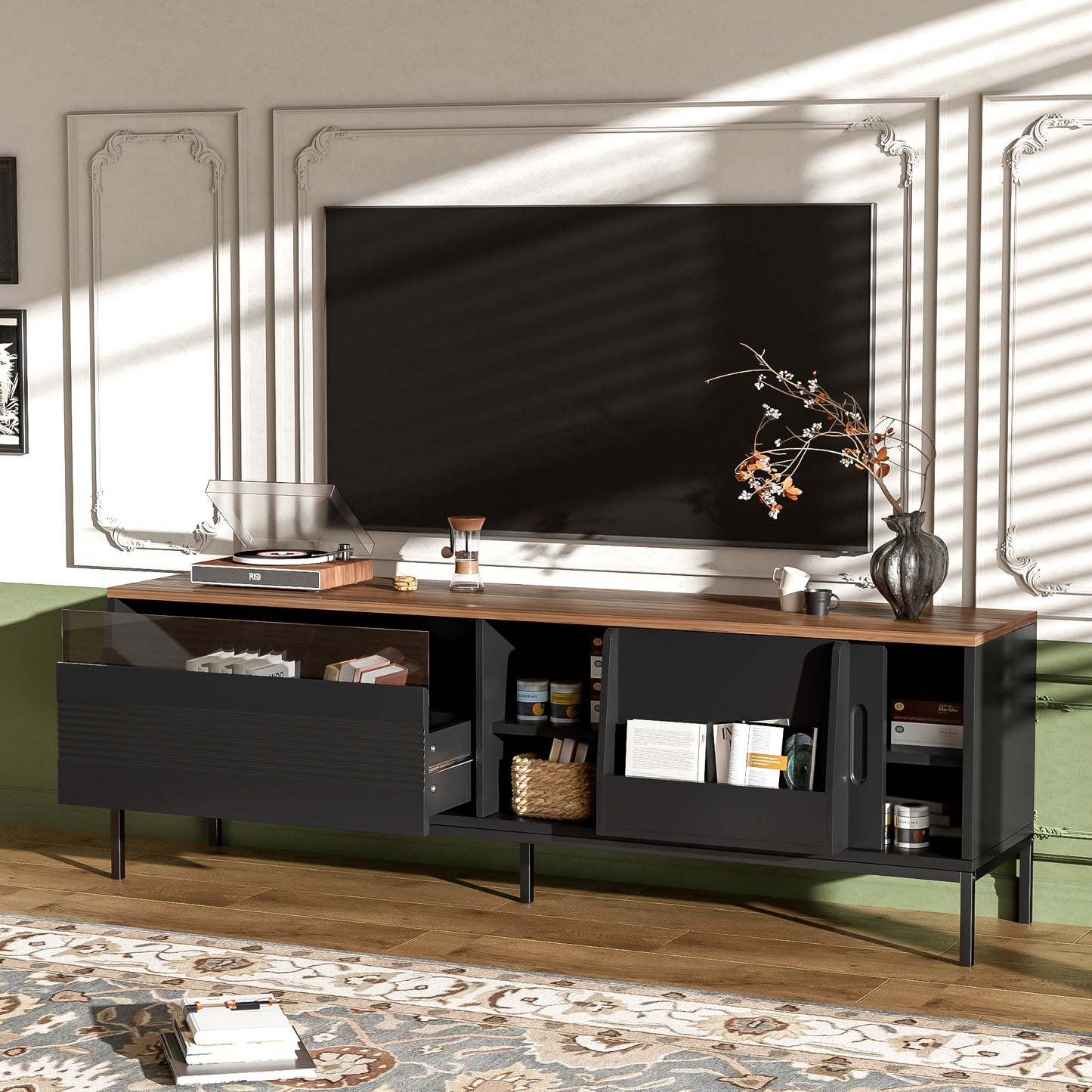 Modern TV Stand for TVs Up to 75 Inches - Black