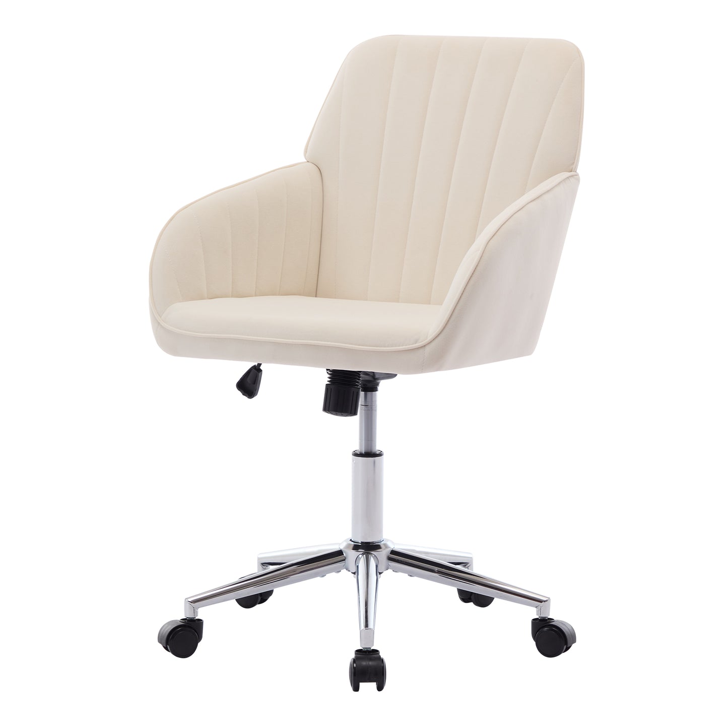 Ergonomic Adjustable Office Chair - Beige Velvet Swivel Chair
