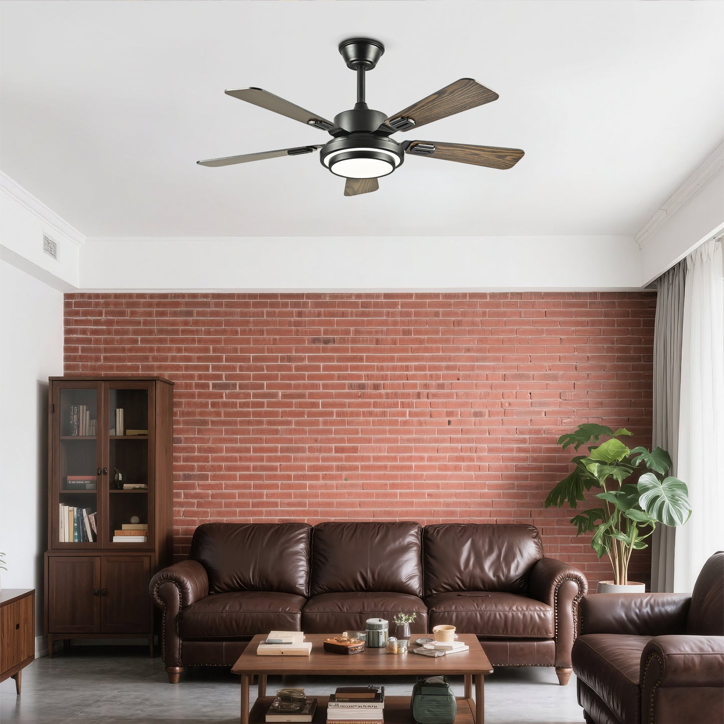 42" Matte Black Ceiling Fan with LED Light & Remote Control - Dimmable, Quiet DC Motor