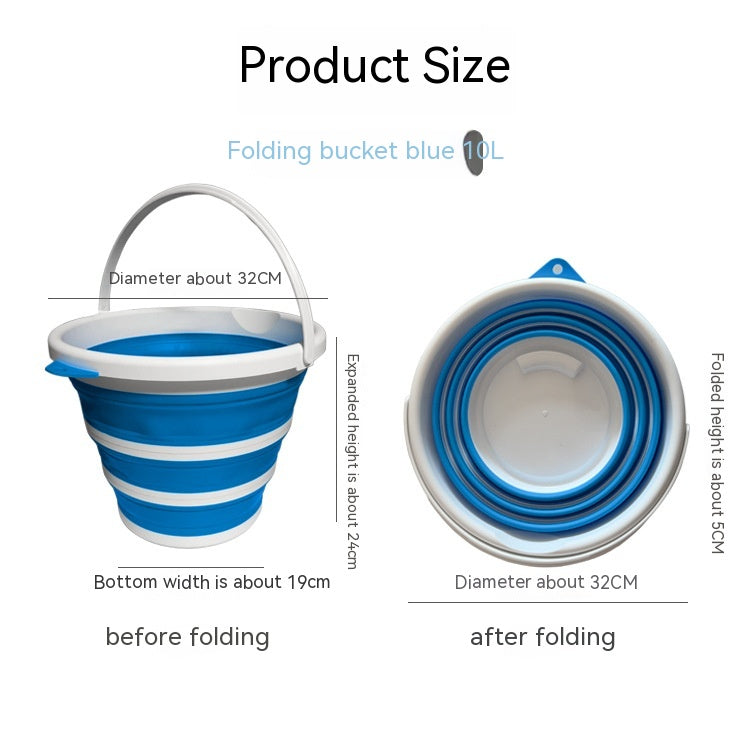 10L Plastic Folding Bucket for Household, Garden & Fishing Use