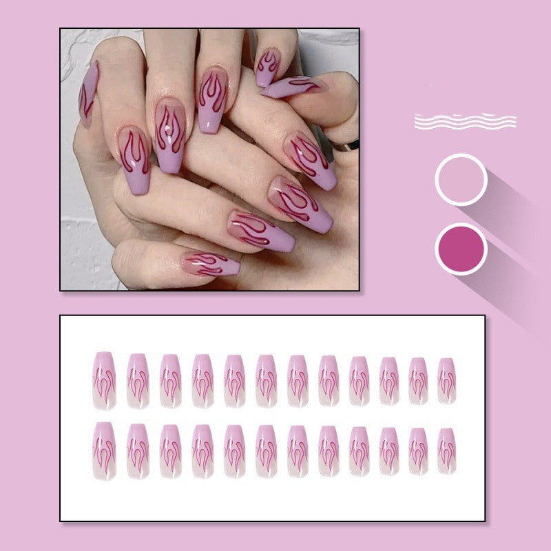 Waterproof Nail Stickers Set - Purple Ballet Flame Almond