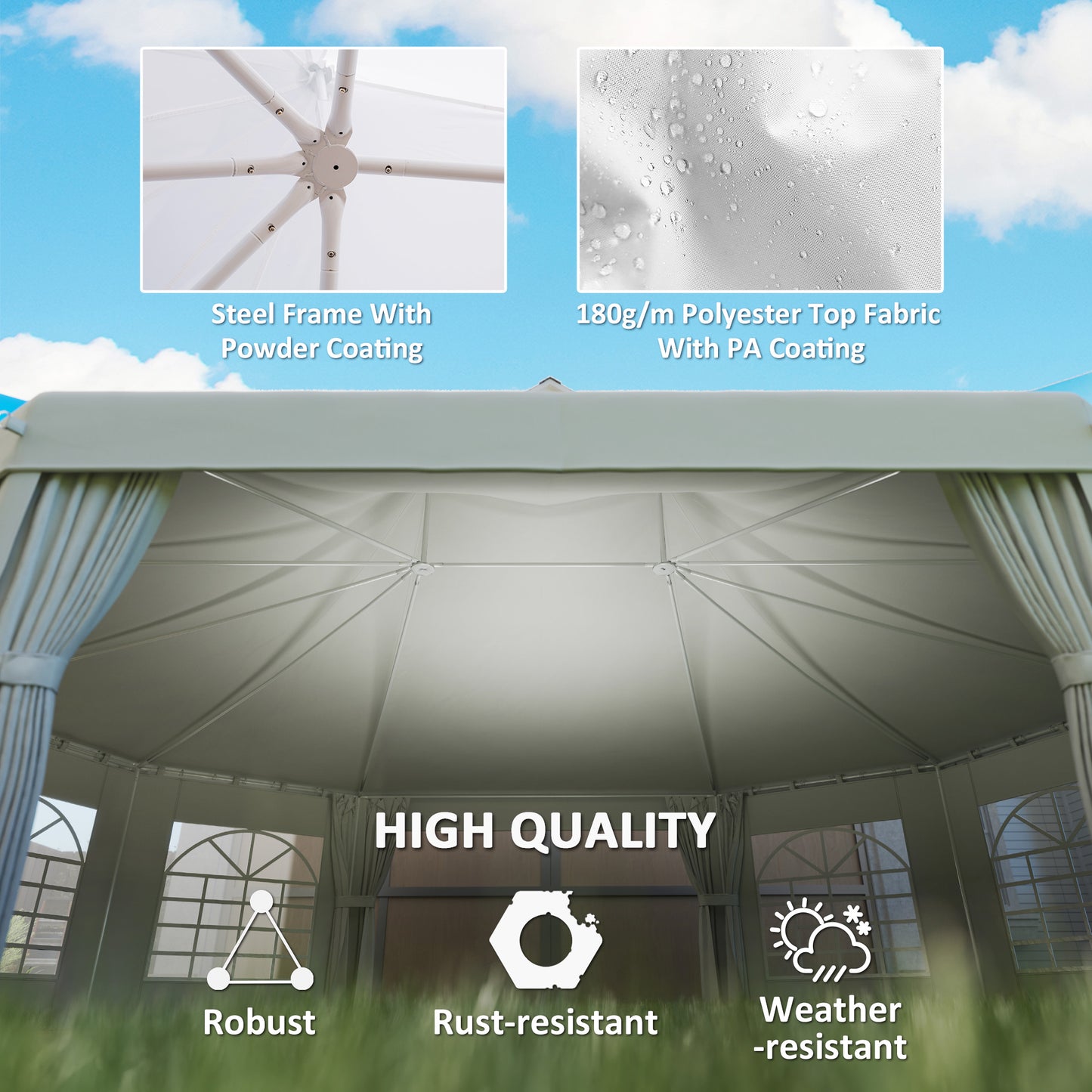 Extra-Large White Canopy Party Tent with 2 Doors - 29x21 ft