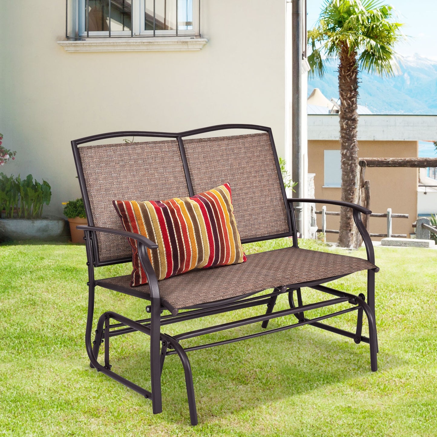 Outdoor Iron Rocking Chair for Patio and Lawn - Seats 2