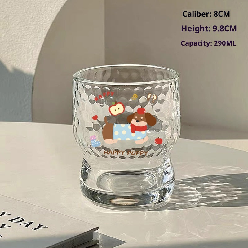 Cute Cartoon Glass Water Cup with Stickers - Milk & Drinkware for Home