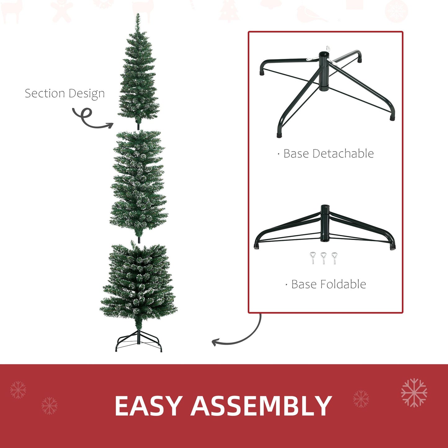 7.5FT Snow Dipped Artificial Christmas Tree with Stand - Green