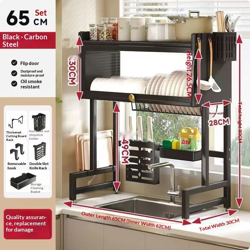 Kitchen Countertop Cabinet Shelf - Modern Steel Storage Organizer