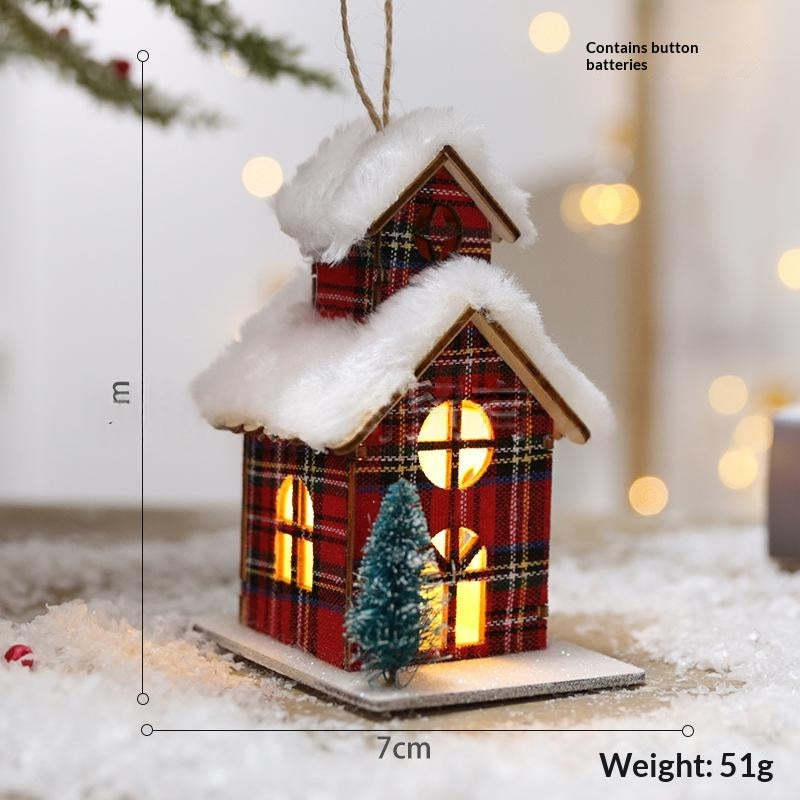 Creative Christmas Wooden House Pendant Decor - Rustic Holiday Ornaments