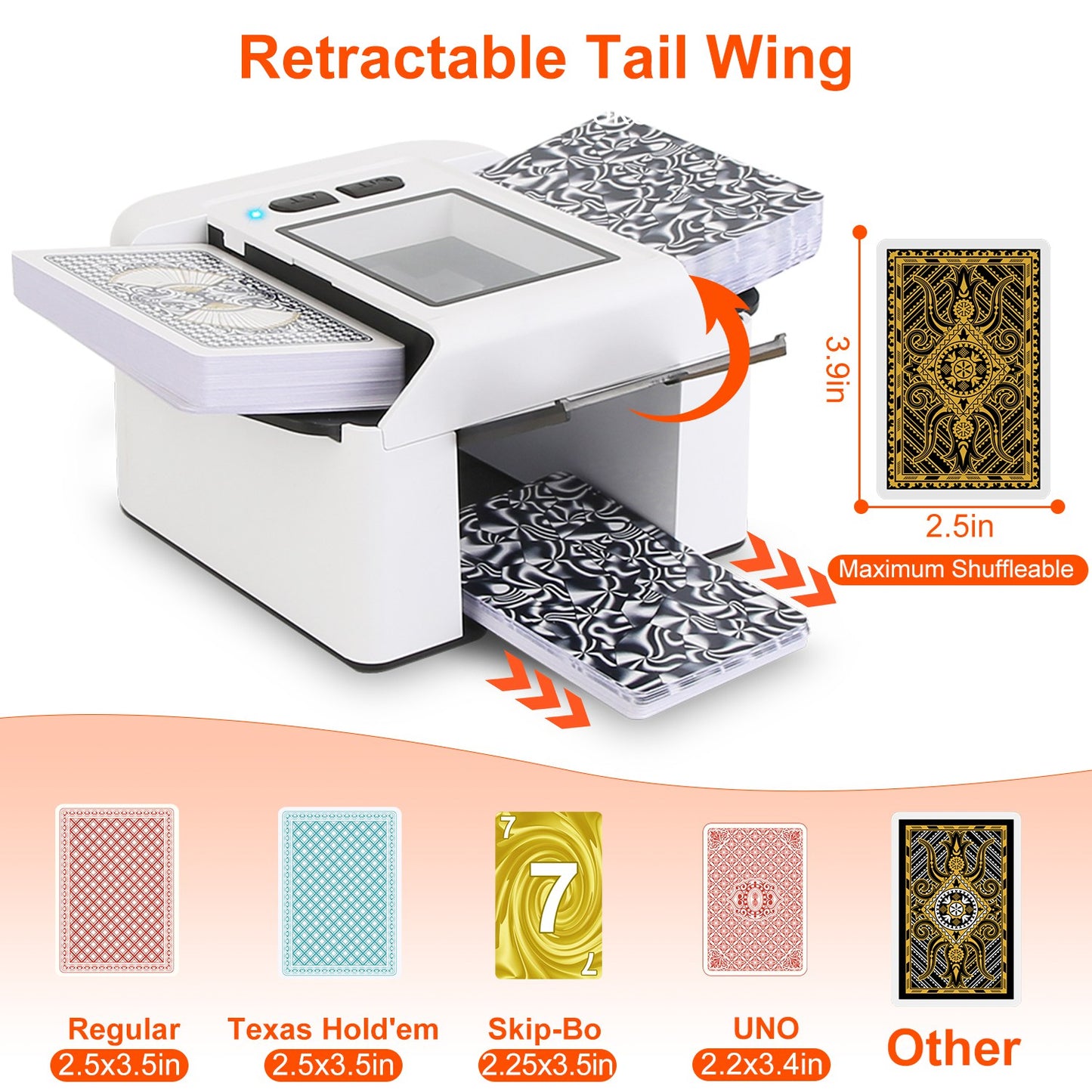 Rechargeable Automatic Card Shuffler - 2 Decks, Auto & Manual Modes