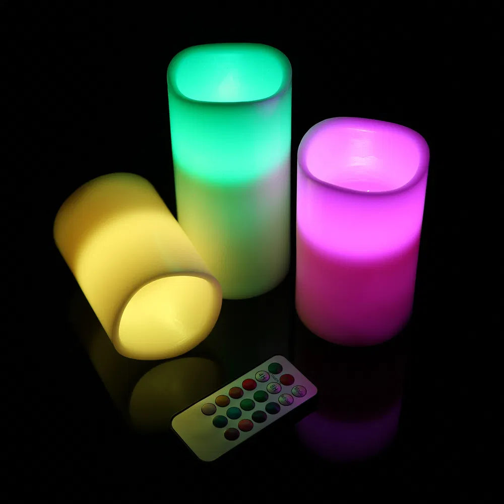 Flameless LED Candles Set with Remote Control - Ivory