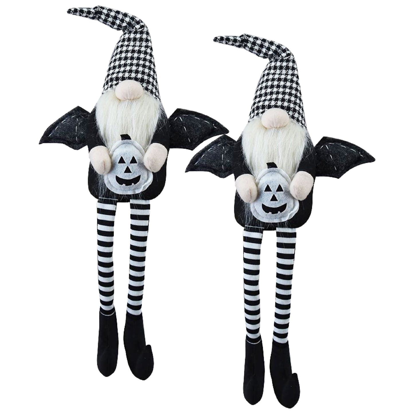 Set of 2 Black Gnomes with Wings - Halloween Decor - 23.5"