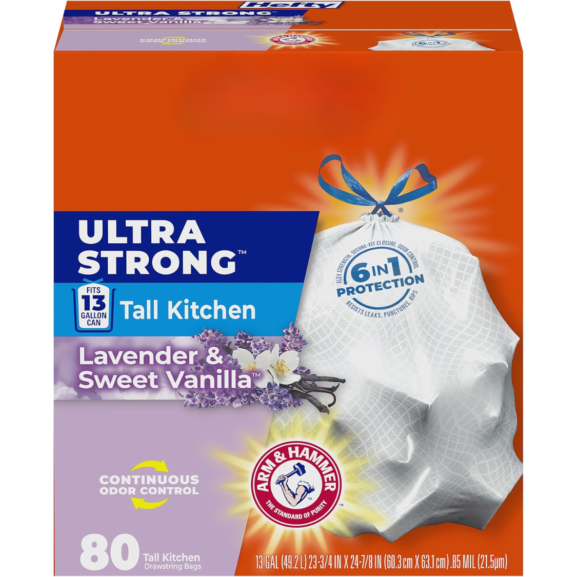 Hefty Ultra Strong 13 Gallon Trash Bags - 80 Count, Odor Control