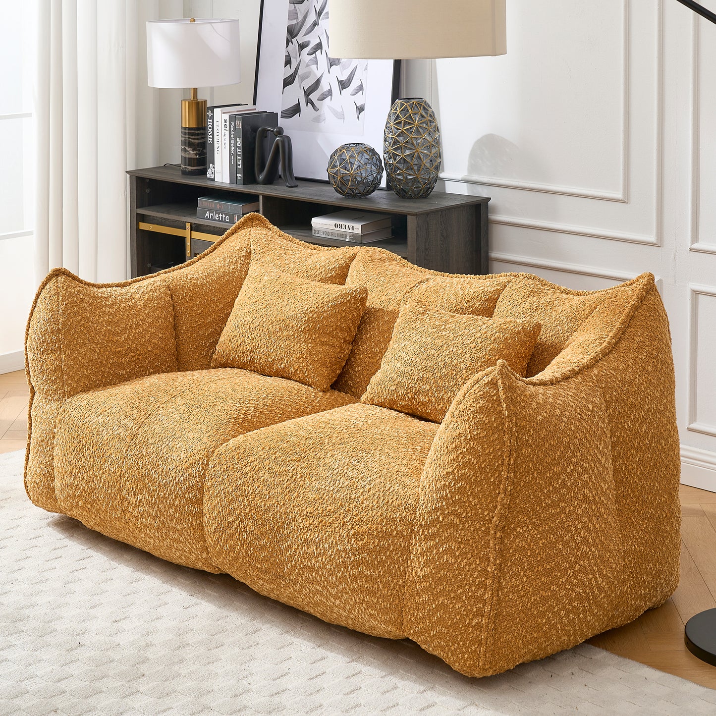 Yellow Beanbag Chair with Foam Core for Comfort & Relaxation