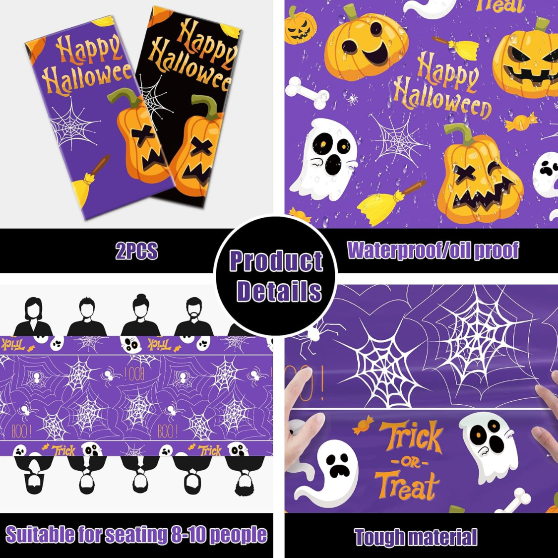 Disposable Halloween Plastic Tablecloth Set - 2 Pack