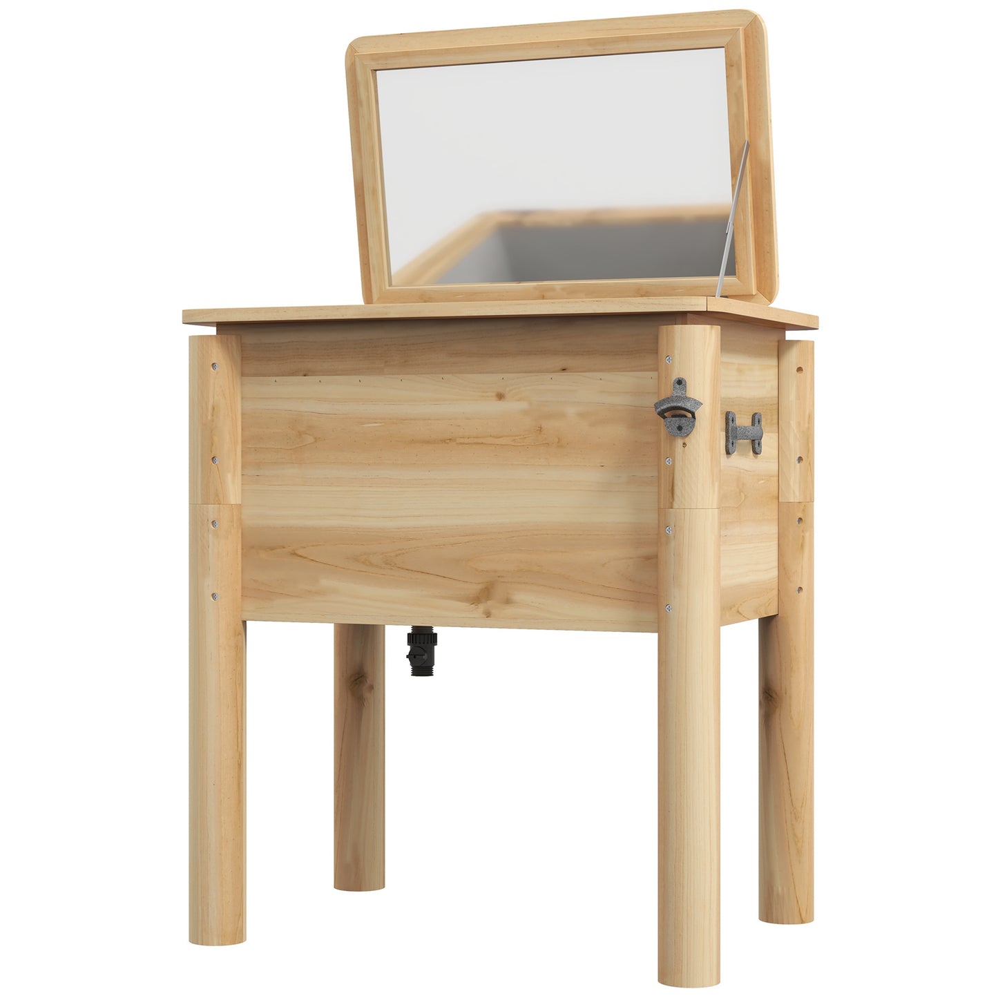 54 Quart Wooden Outdoor Cooler with Bottle Opener - Natural