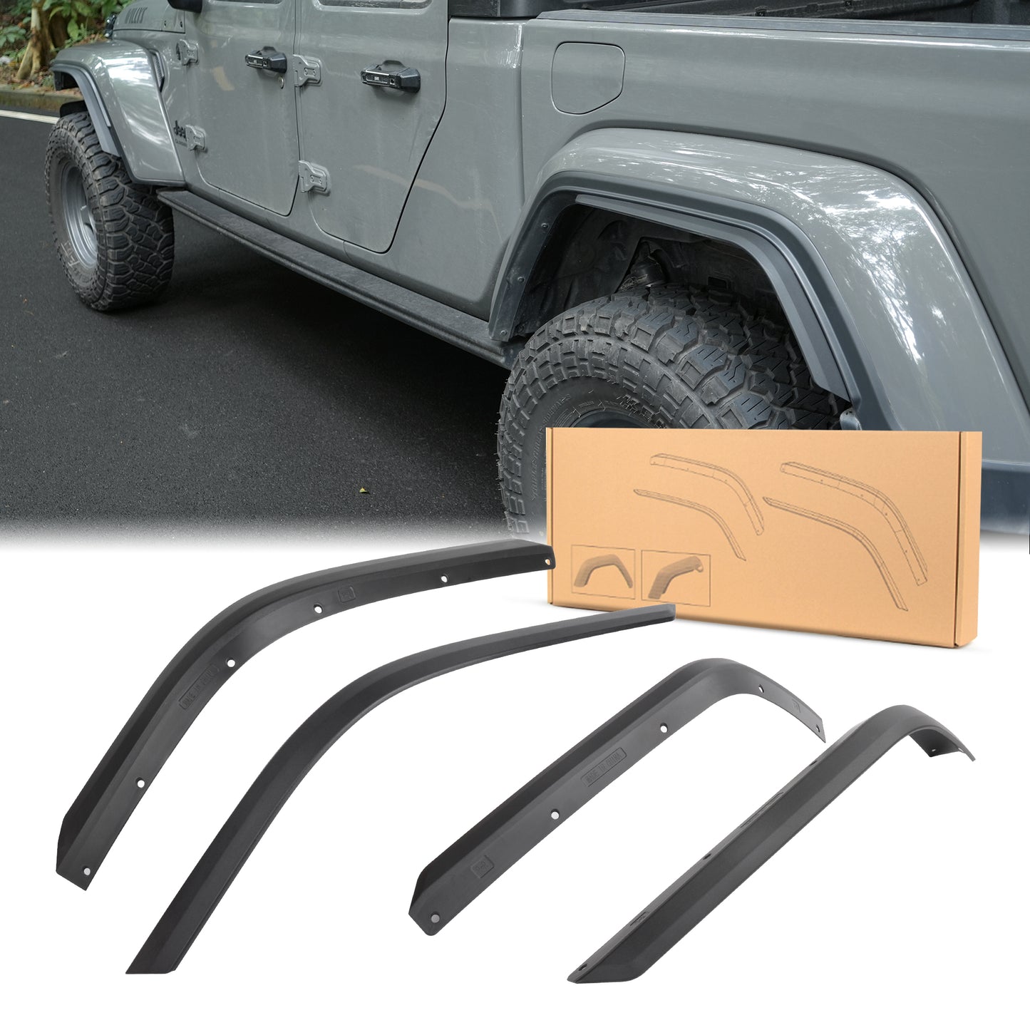 Front & Rear Fenders Compatible With 2020-2026 Wrangler Gladiator JT