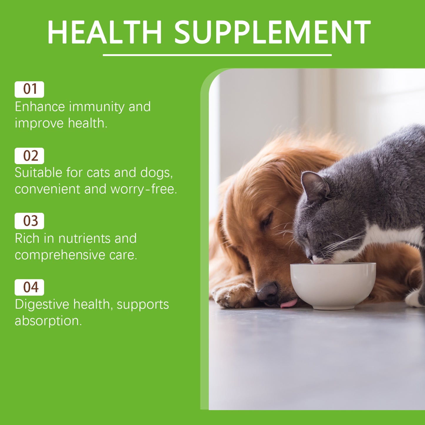 Pet Probiotics & Vitamin Tablets for Dogs & Cats - Gut & Immune Support, 80 Chewable Tablets