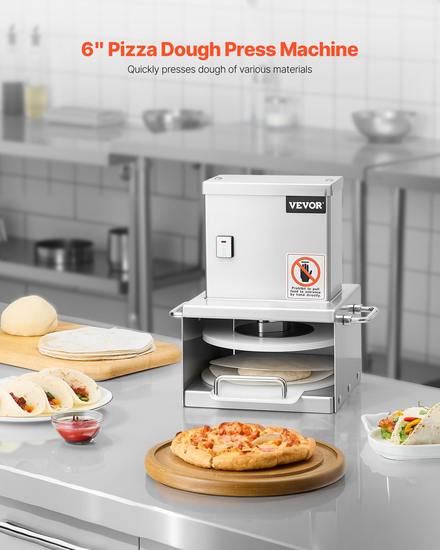 Electric Pizza Dough Press Machine 6 Inch Stainless Steel Pastry Sheeter