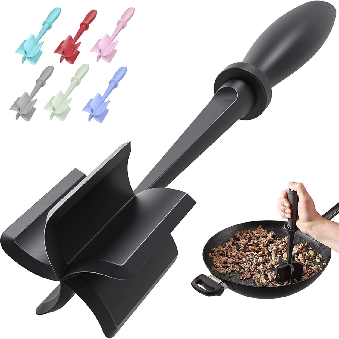 Premium Meat Chopper with 5 Beveled Blades - Black