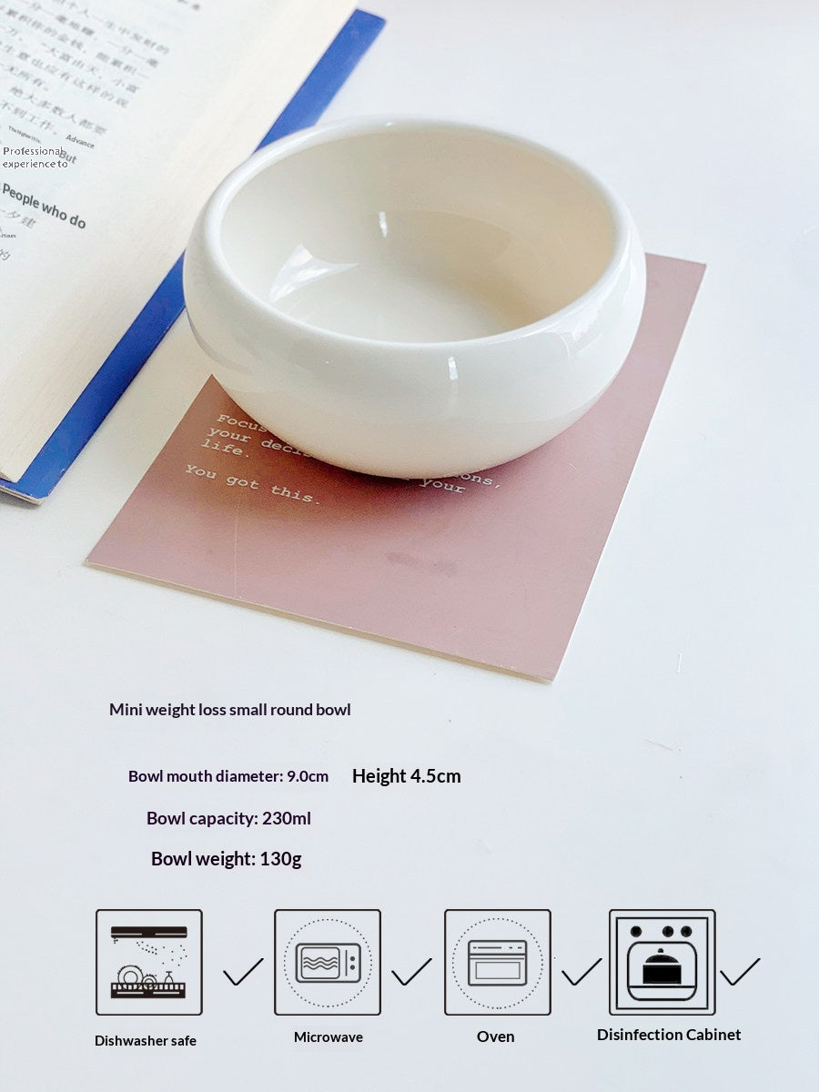 Korean-Style Ceramic Rice Bowl Set - Small Round Dining Bowls for Kitchen