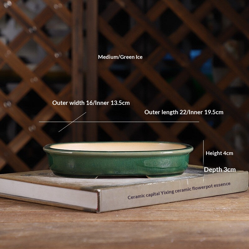 Portable Oval Yixing Clay Flower Pot for Home & Garden