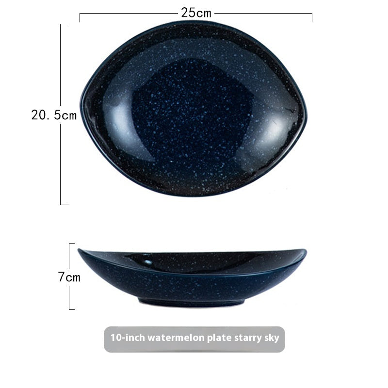 Oval Ceramic Salad Plate - Irregular Shape, 9 & 10 Inch Options, Multiple Colors