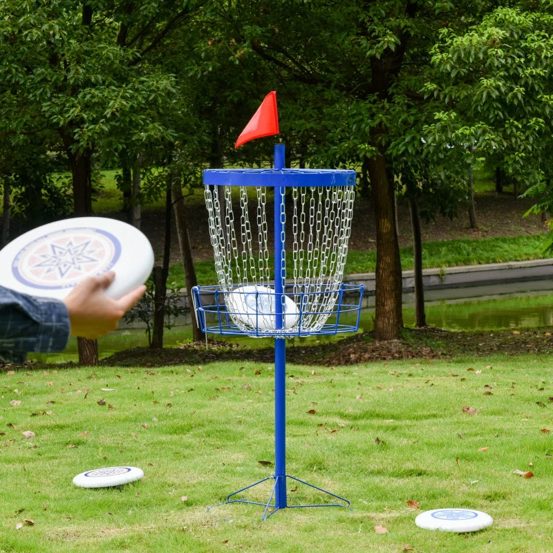 Portable Disc Golf Basket with 24 Chains & Carrying Bag - Deep Blue