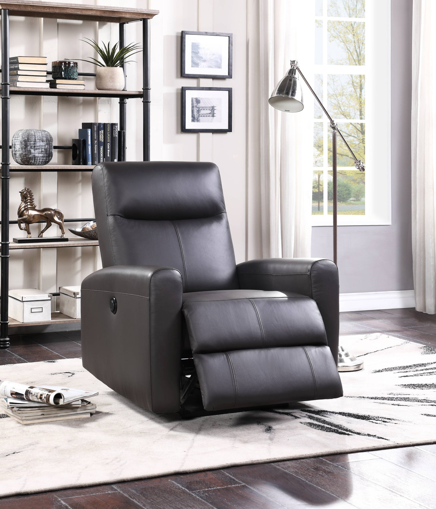 Brown Top Grain Leather Match Power Motion Recliner