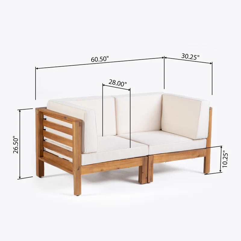 OANA 2-Piece Loveseat Set - Beige Acacia Wood