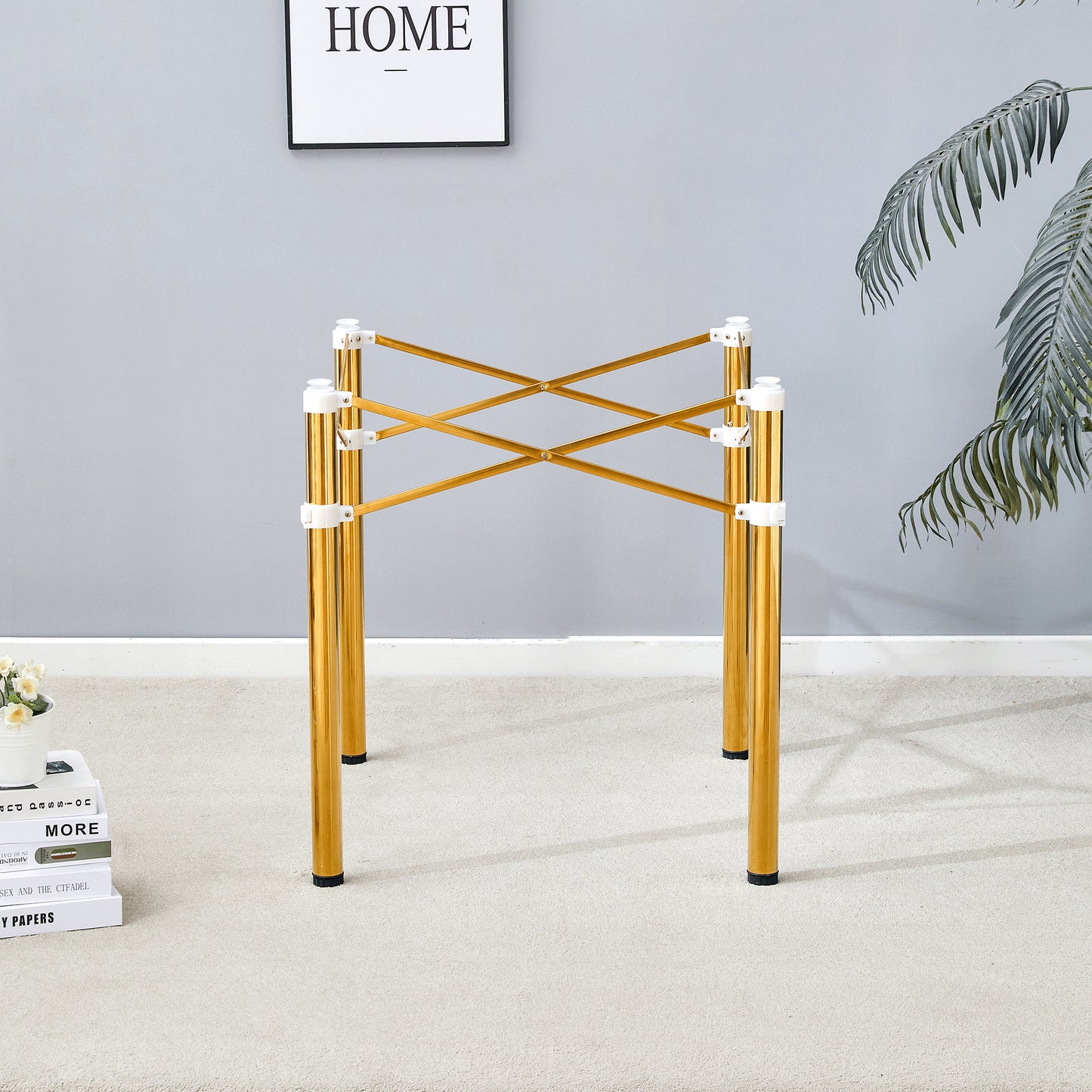 Only Table Leg.Simple Golden Stainless Steel Folding Frame -