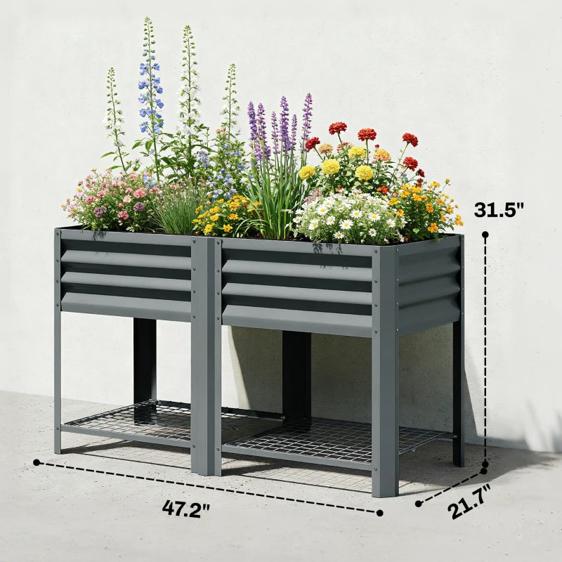 Outdoor Elevated Planter Box - Dark Gray Raised Garden Bed