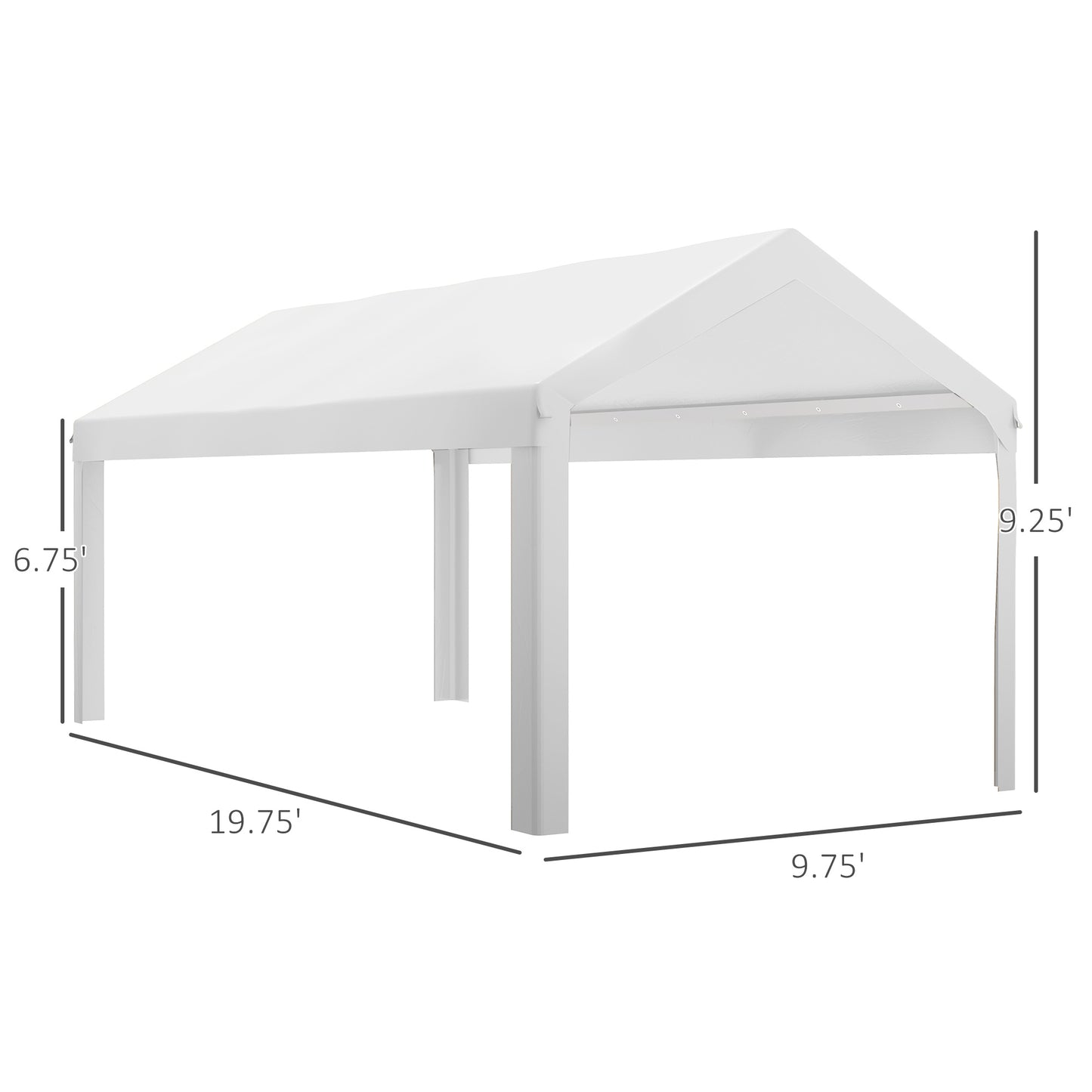 10x20ft UV Resistant Carport Canopy Replacement Cover - White