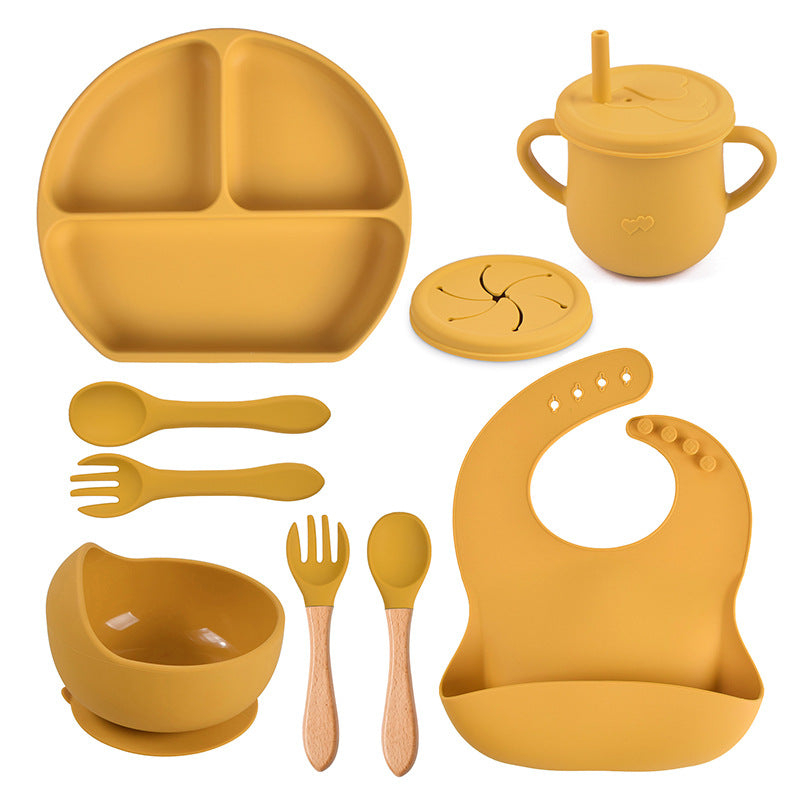 Silicone Solid Color Baby Tableware Set - Child Safe Dinnerware Kit