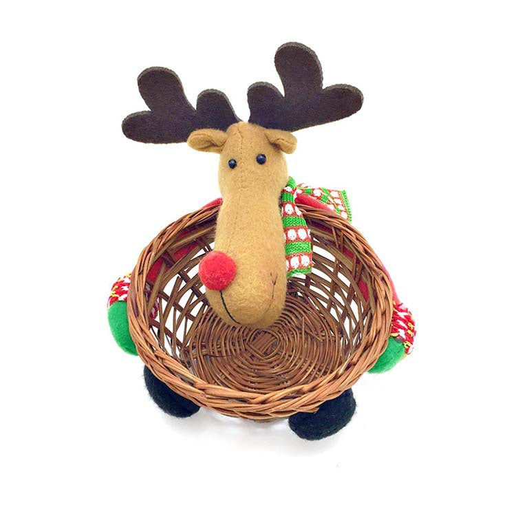 Christmas Decoration Storage Basket with Santa Snowman Elk Candy Holder