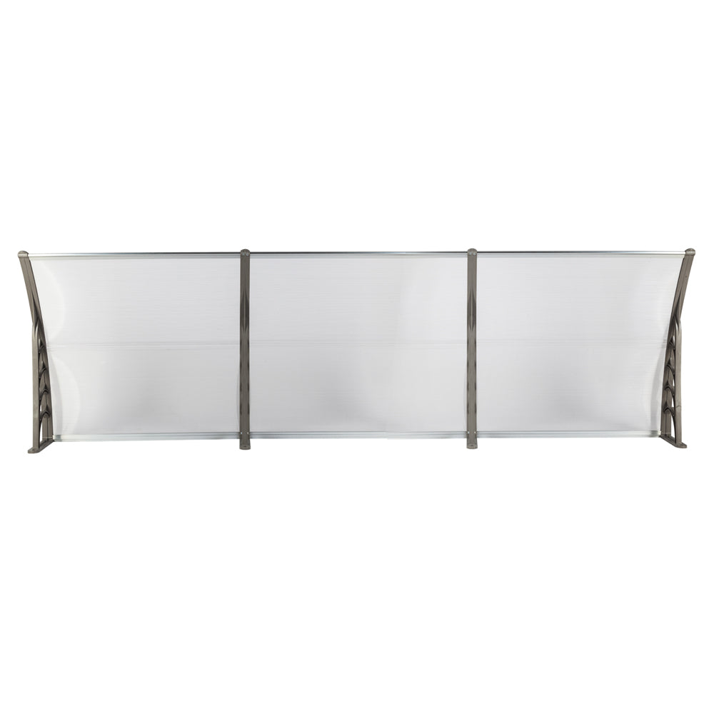 Outdoor Window Awning Canopy 120x38 Inch Polycarbonate Cover Sun Rain Snow Protection Grey