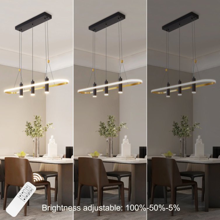 Dimmable LED Pendant Light 4-Light Black Gold Modern Kitchen Fixture