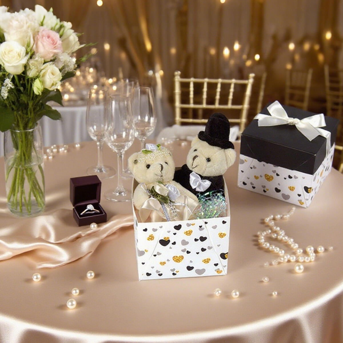 10 Pack Black and White Gift Boxes - Perfect for Events