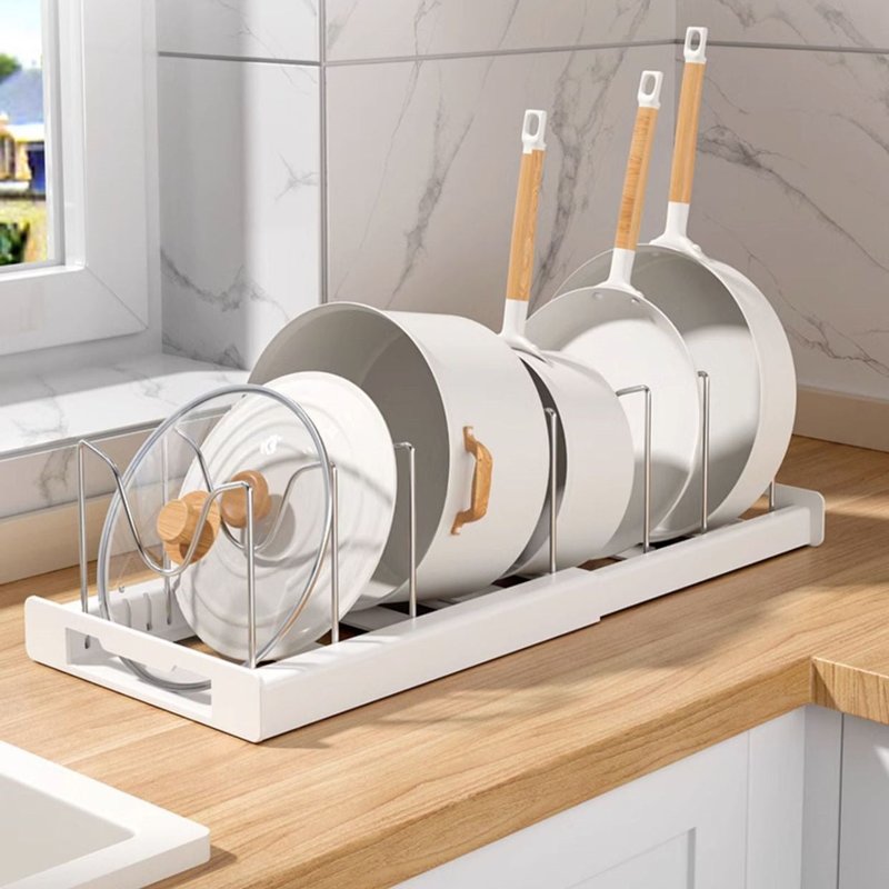 Multi-Functional Pot Lid Rack Organizer Extendable Kitchen Storage Drainage