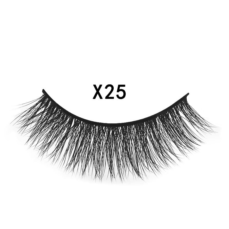 3D Mink Hair False Eyelashes 3 Pairs - Natural Cross Style, Handmade